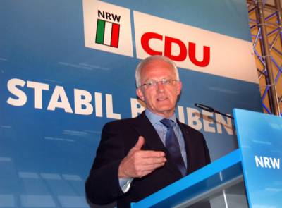 Der CDU-Spitzenkandidat, Ministerpräsident Jürgen Rüttgers, am 19. April 2010 in Erwitte. - Der CDU-Spitzenkandidat, Ministerpräsident Jürgen Rüttgers, am 19. April 2010 in Erwitte.