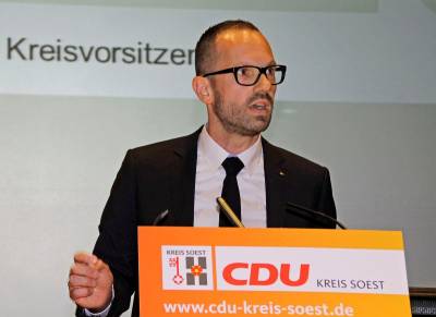 In seiner Rede erläutert Ansgar Mertens seine Ziele für die Kreis-CDU. - In seiner Rede erläutert Ansgar Mertens seine Ziele für die Kreis-CDU.